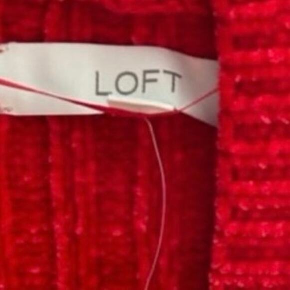 LOFT sweater brilliant red SzM polyester Never Worn bit oversized large pockets - Picture 3 of 5